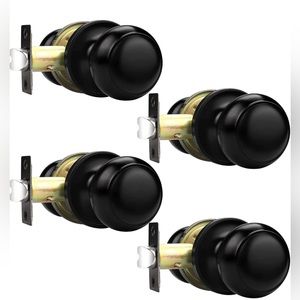 4 Pk Probrico Hall/Closet Door Knobs in Flat Black Finish,Interior Passage Door